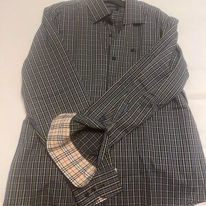 Burberry Navy and Beige Checkered Shirt